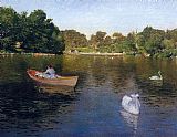 Central Canvas Paintings - On the Lake Central Park